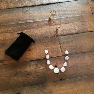 Hand made necklace with length adjuster, real stones, luminous light blue/purple